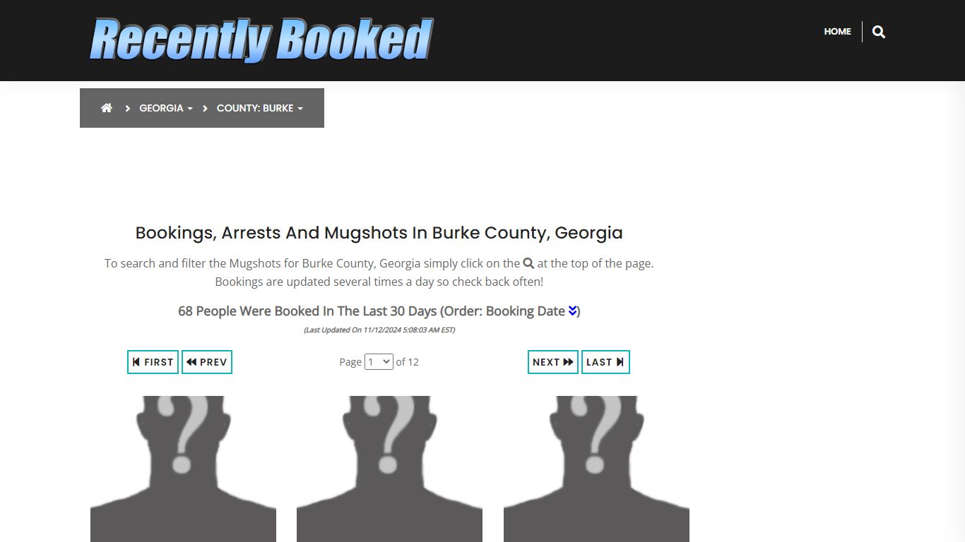 Bookings, Arrests and Mugshots in Burke County, Georgia - Recently Booked