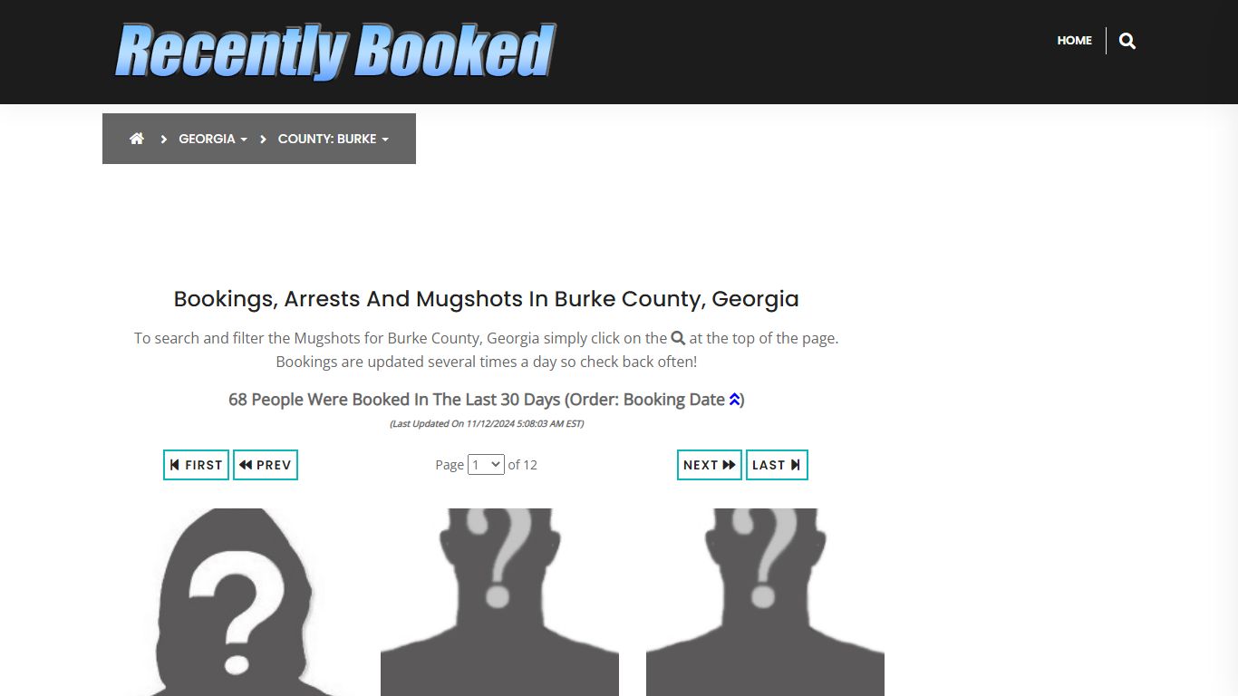 Bookings, Arrests and Mugshots in Burke County, Georgia - Recently Booked